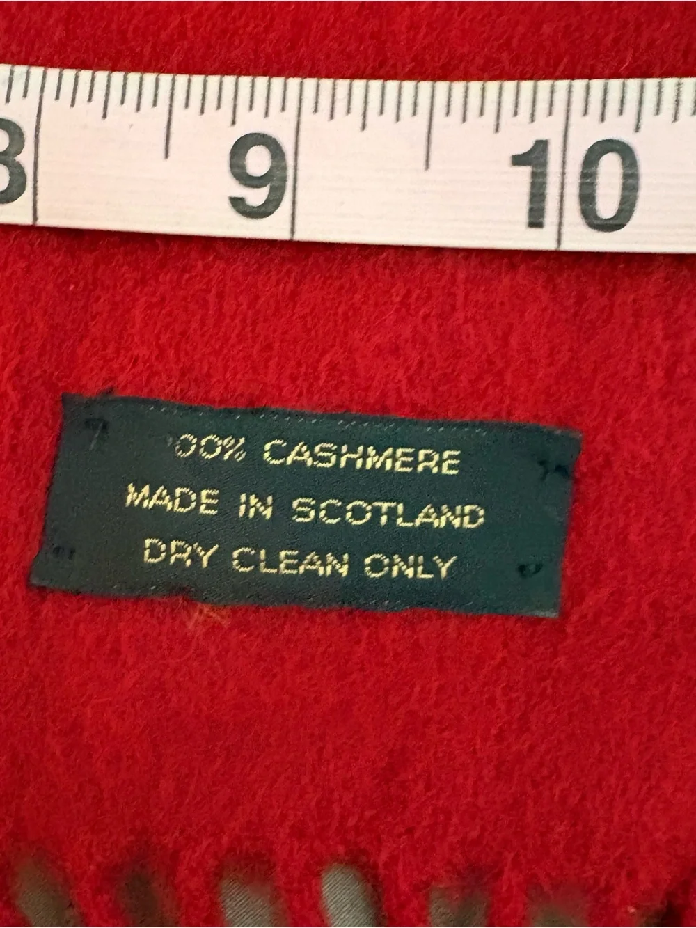 Cashmere Vibrant Red Fringe Scarf, 52x12